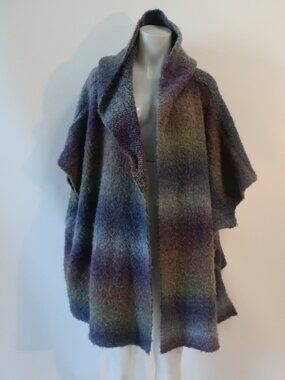NWT Tina Demel (Item-15) Multi Gradient Blue Wool Blend Kimono Cardigan O/S